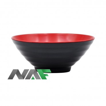 密胺黑红螺纹碗566